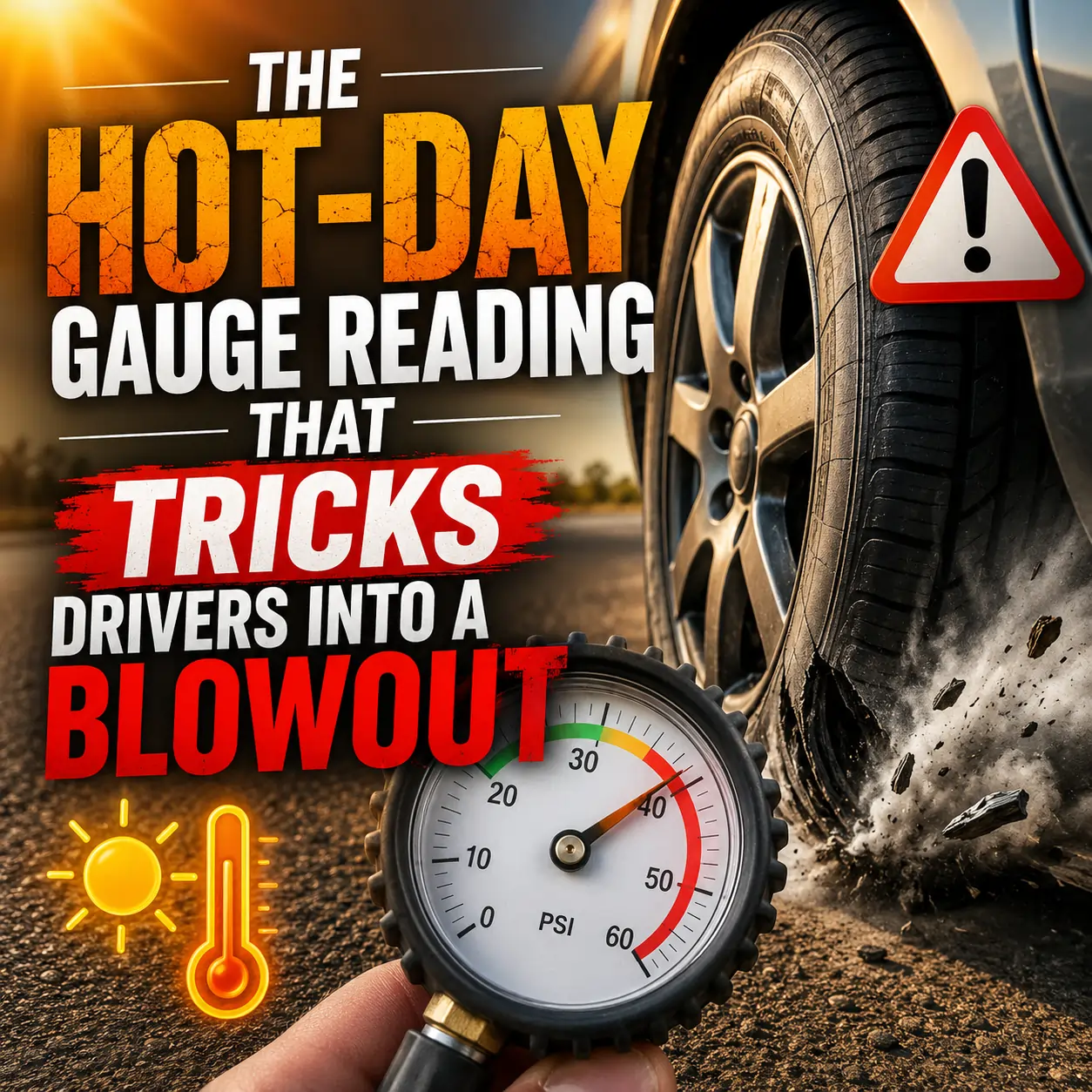 Tyre pressure in summer - hot gauge reading on a car tyre