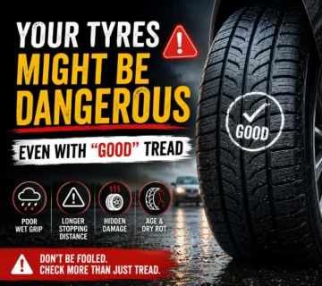 When to replace tyres - warning signs on a worn tyre with hidden tread damage